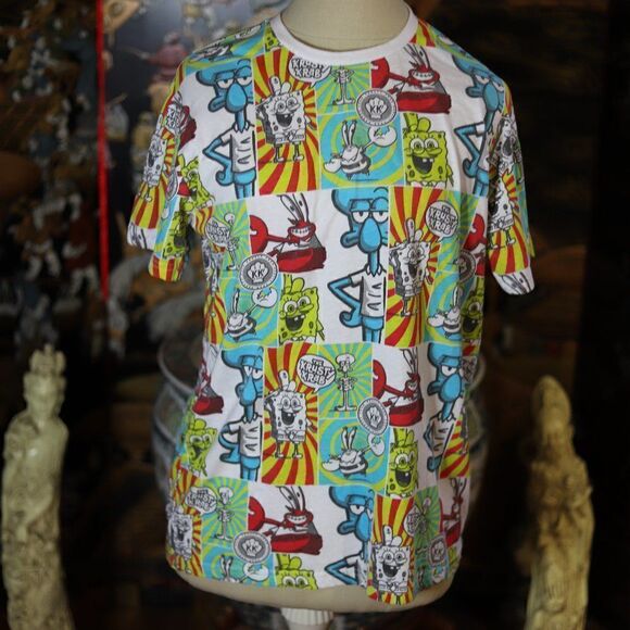 Medium SpongeBob SquarePants Krusty Krab Nickelodeon All Over Print Tshirt - Picture 1 of 2